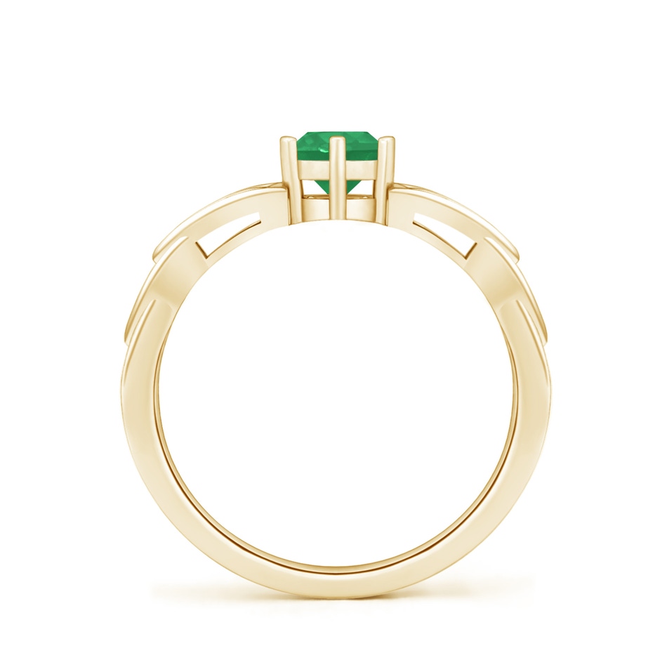 5mm A Solitaire Round Emerald Celtic Knot Ring in Yellow Gold side 199