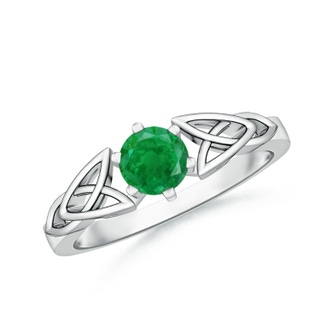 5mm AA Solitaire Round Emerald Celtic Knot Ring in P950 Platinum