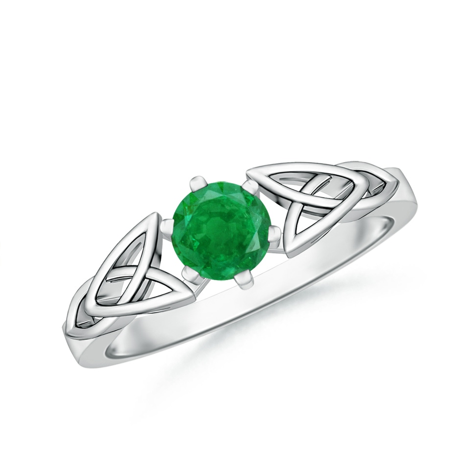 5mm AA Solitaire Round Emerald Celtic Knot Ring in P950 Platinum 