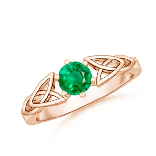 5mm AAA Solitaire Round Emerald Celtic Knot Ring in 9K Rose Gold