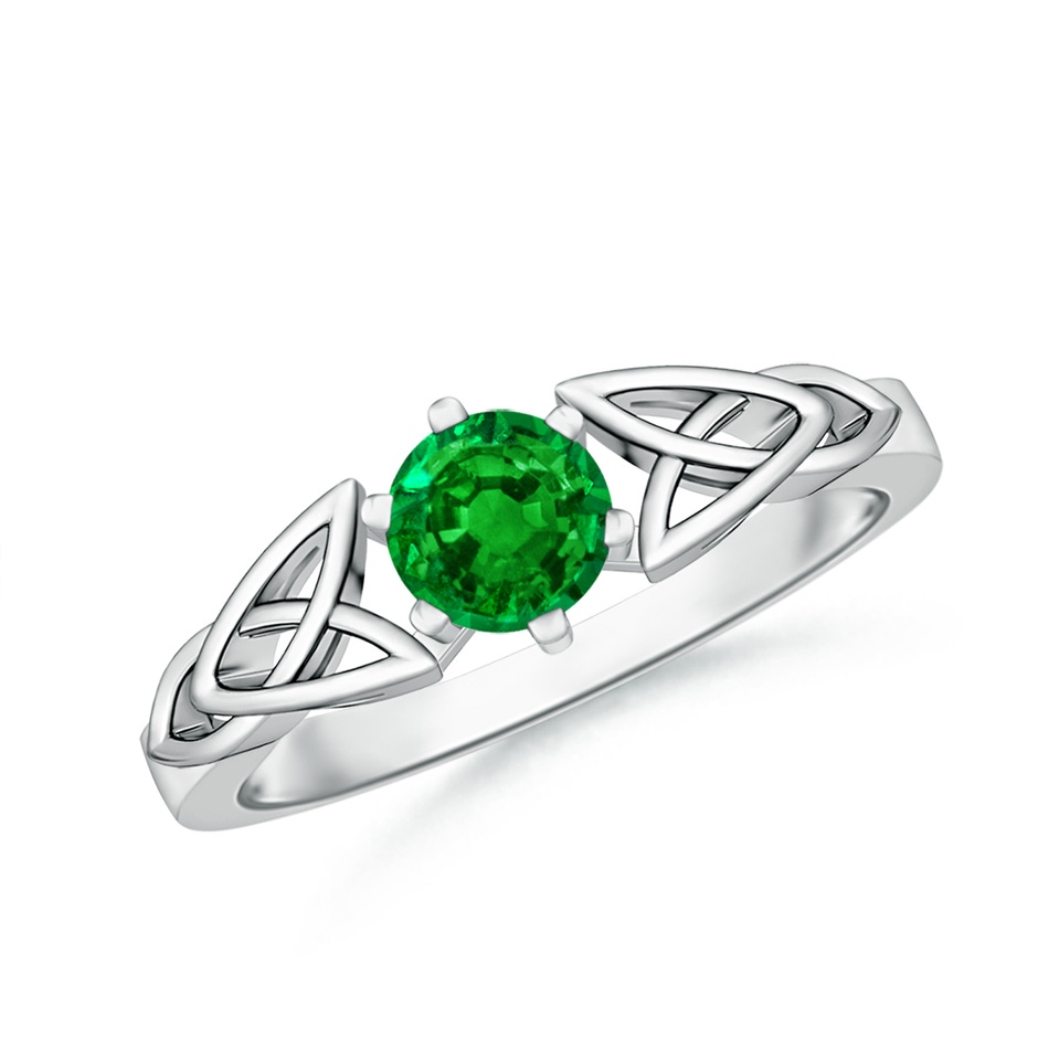 5mm AAAA Solitaire Round Emerald Celtic Knot Ring in P950 Platinum 