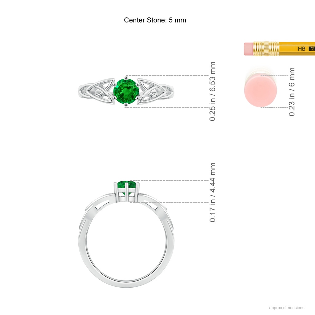 5mm AAAA Solitaire Round Emerald Celtic Knot Ring in P950 Platinum ruler