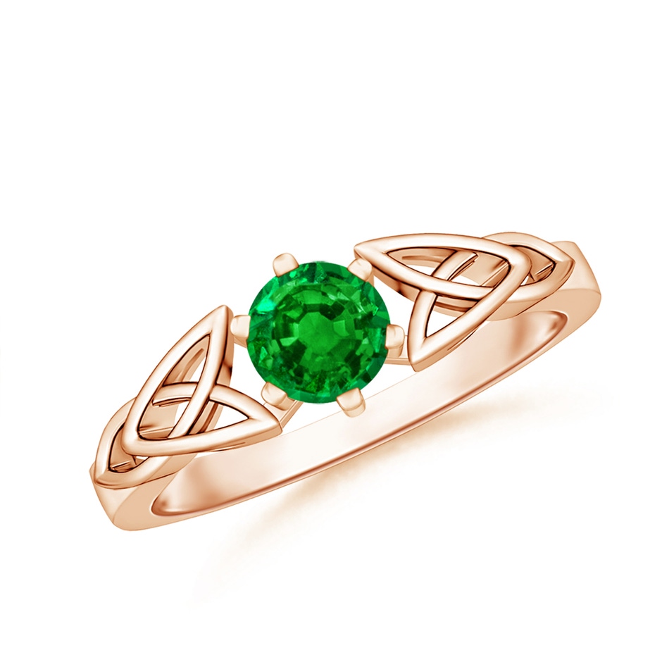 5mm AAAA Solitaire Round Emerald Celtic Knot Ring in Rose Gold 