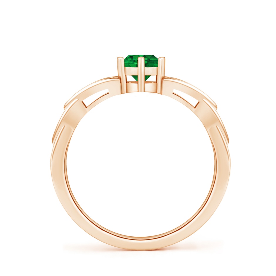 5mm AAAA Solitaire Round Emerald Celtic Knot Ring in Rose Gold side 199