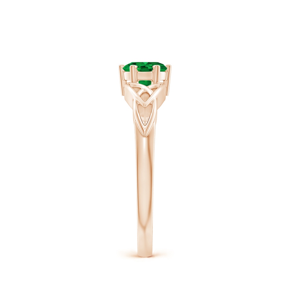 5mm AAAA Solitaire Round Emerald Celtic Knot Ring in Rose Gold side 299