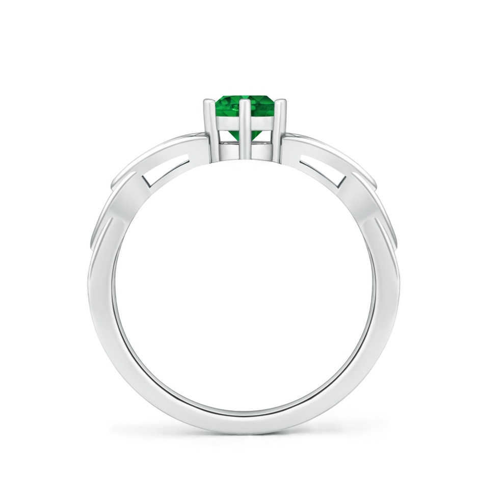 5mm AAAA Solitaire Round Emerald Celtic Knot Ring in White Gold side 199