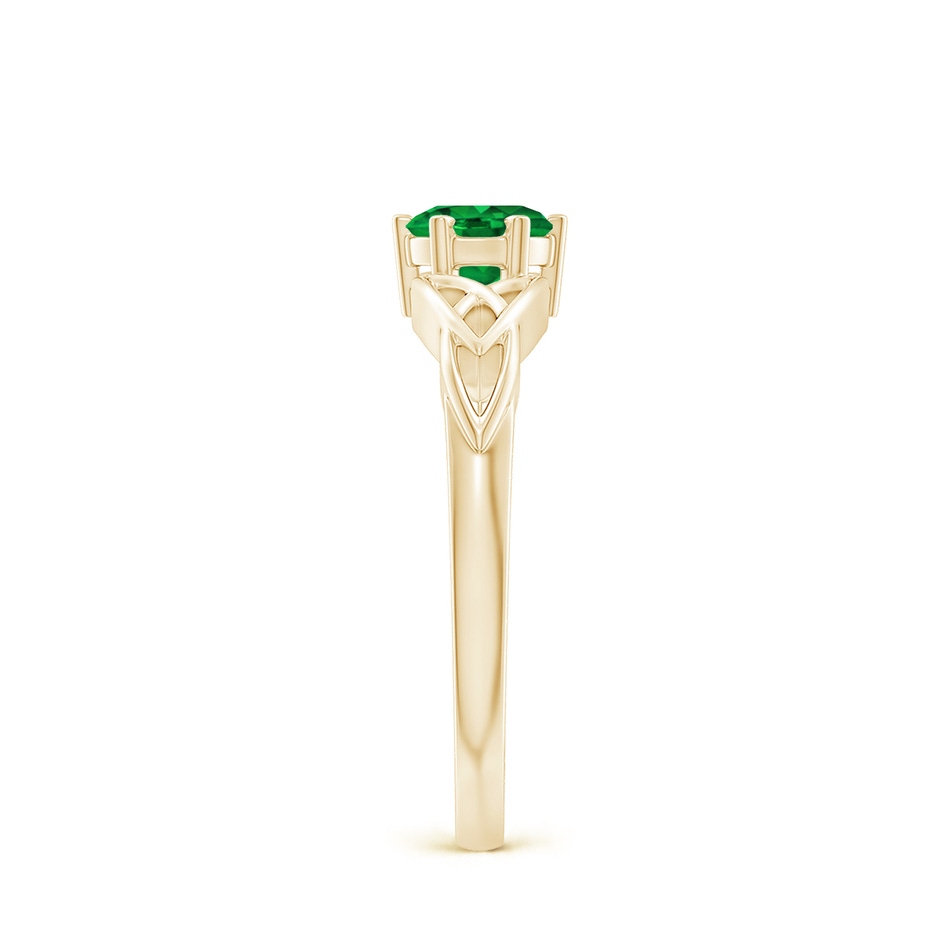 5mm AAAA Solitaire Round Emerald Celtic Knot Ring in Yellow Gold side 299