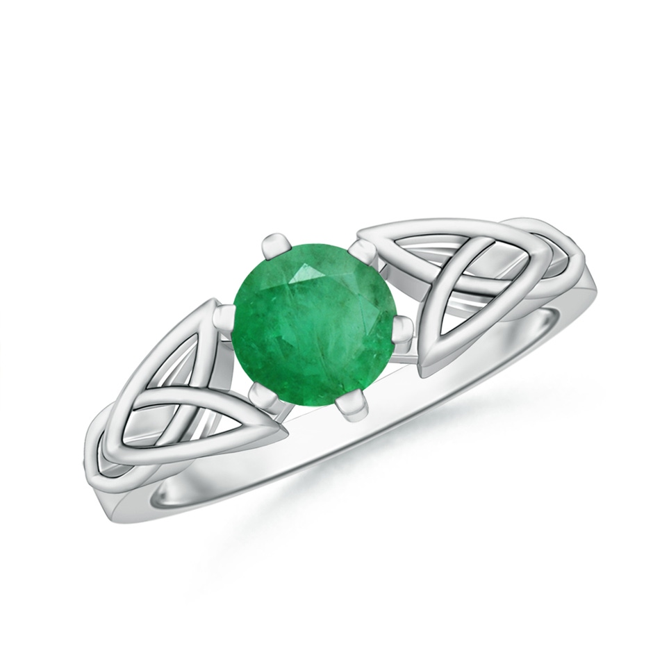 6mm A Solitaire Round Emerald Celtic Knot Ring in P950 Platinum 