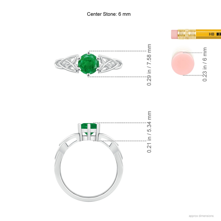 6mm AA Solitaire Round Emerald Celtic Knot Ring in P950 Platinum ruler