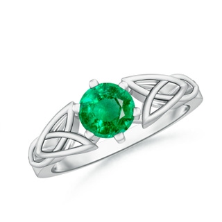 6mm AAA Solitaire Round Emerald Celtic Knot Ring in P950 Platinum