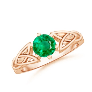 6mm AAA Solitaire Round Emerald Celtic Knot Ring in Rose Gold