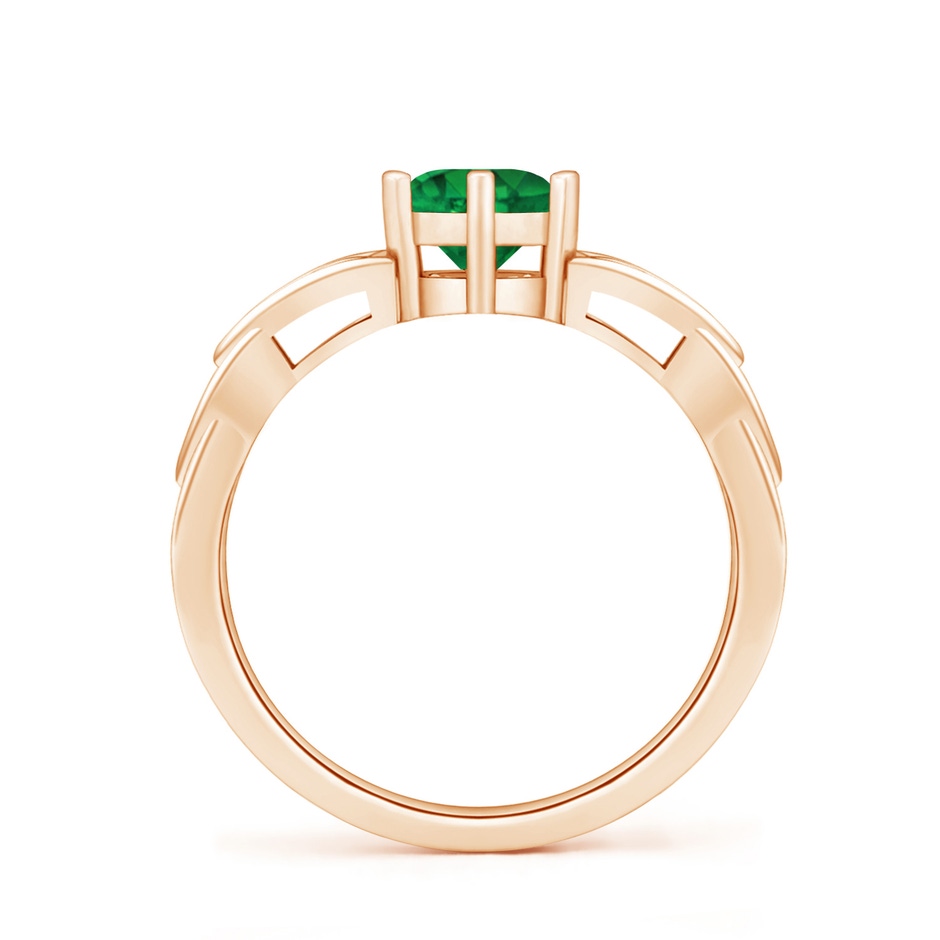 6mm AAA Solitaire Round Emerald Celtic Knot Ring in Rose Gold side 199