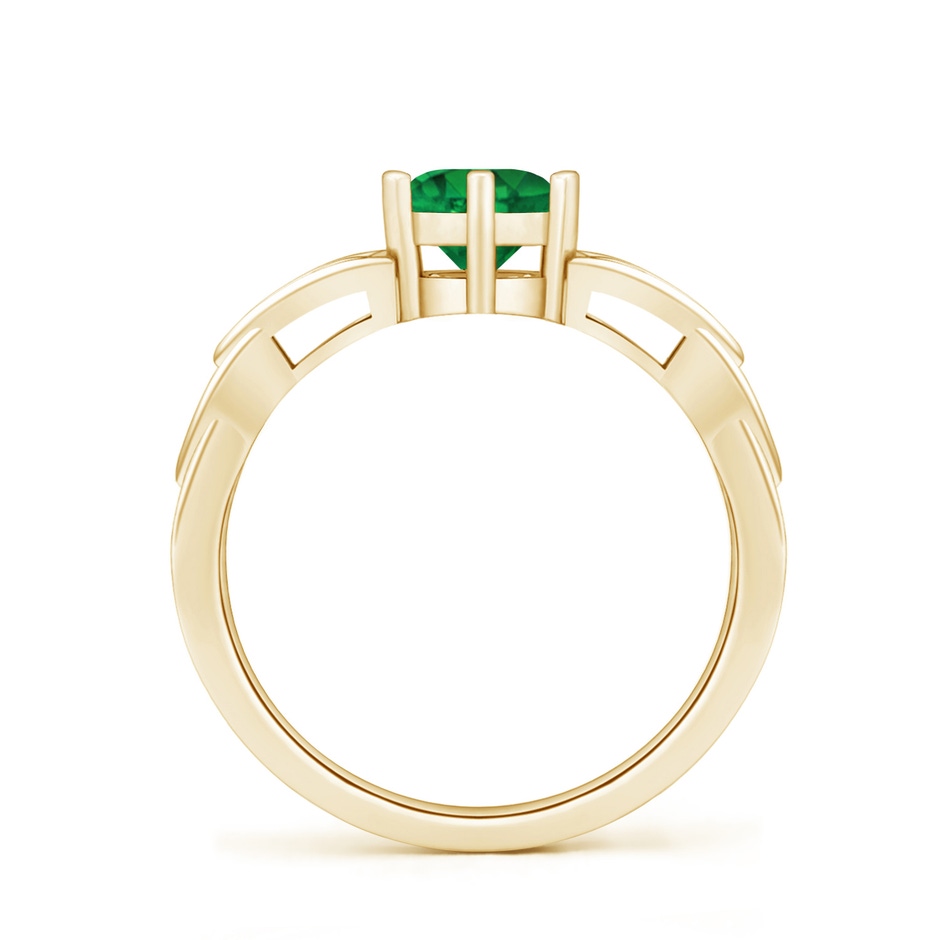 6mm AAA Solitaire Round Emerald Celtic Knot Ring in Yellow Gold side 199