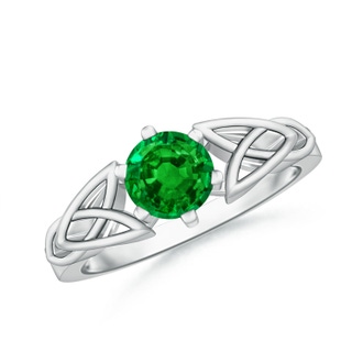 6mm AAAA Solitaire Round Emerald Celtic Knot Ring in P950 Platinum