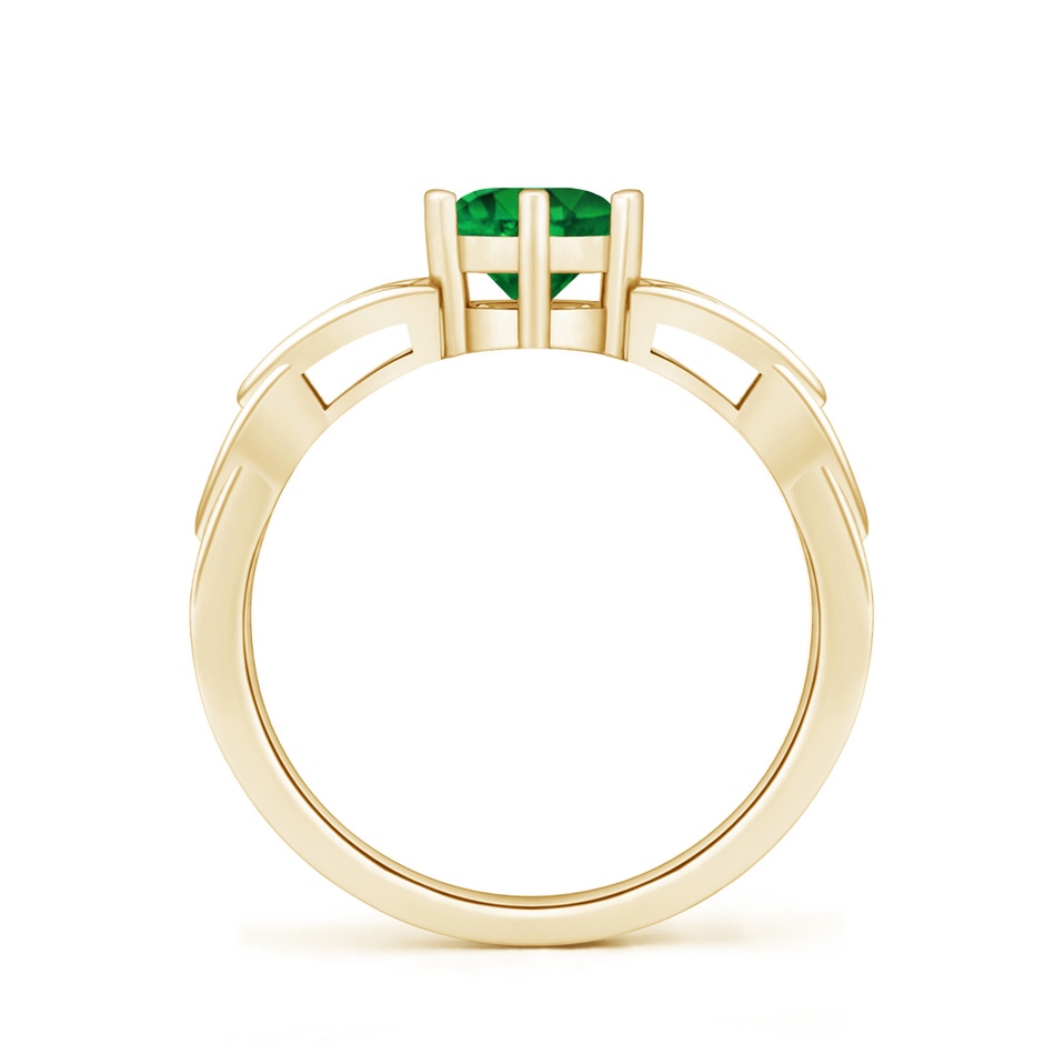 6mm AAAA Solitaire Round Emerald Celtic Knot Ring in Yellow Gold side 199