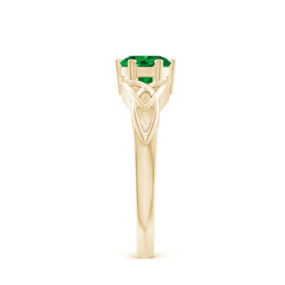 6mm AAAA Solitaire Round Emerald Celtic Knot Ring in Yellow Gold side 299