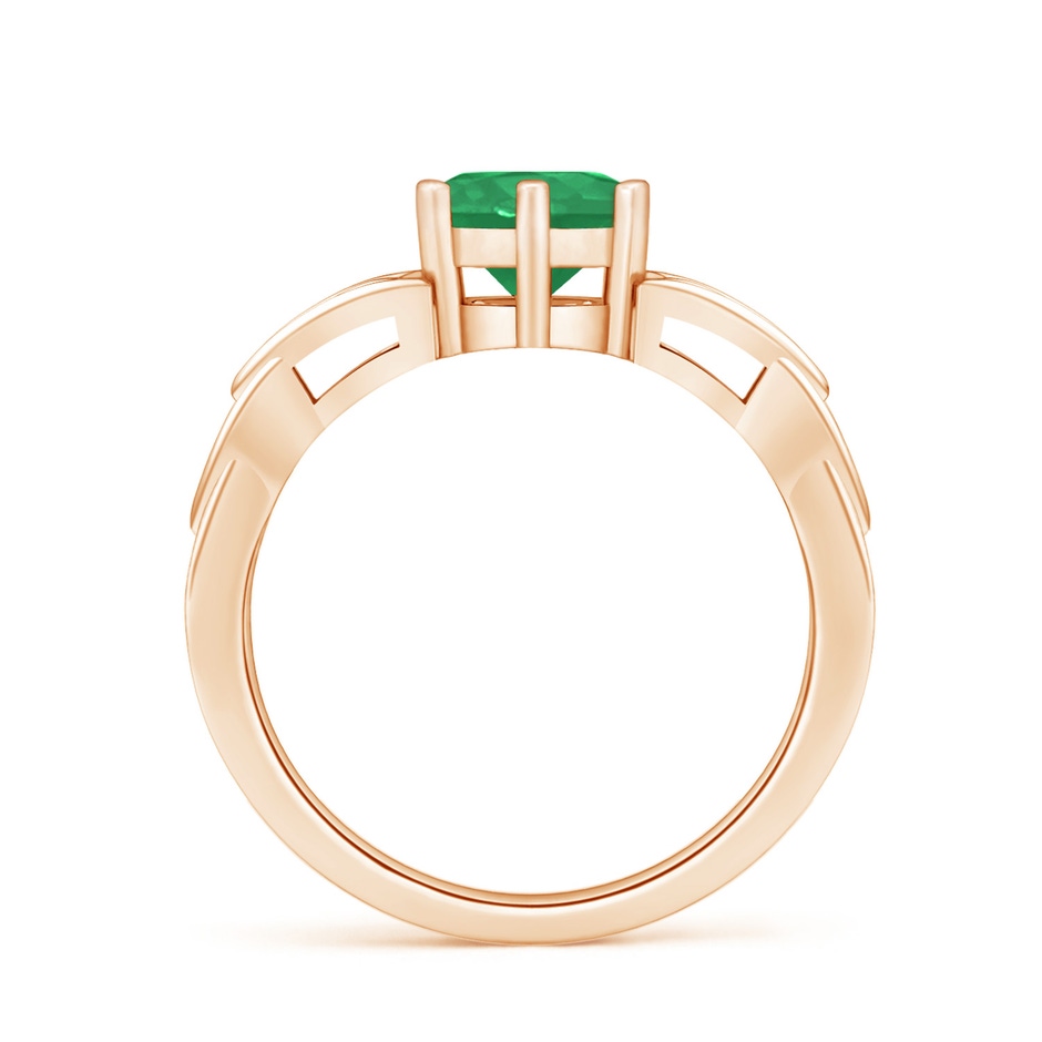 7mm A Solitaire Round Emerald Celtic Knot Ring in Rose Gold side 199