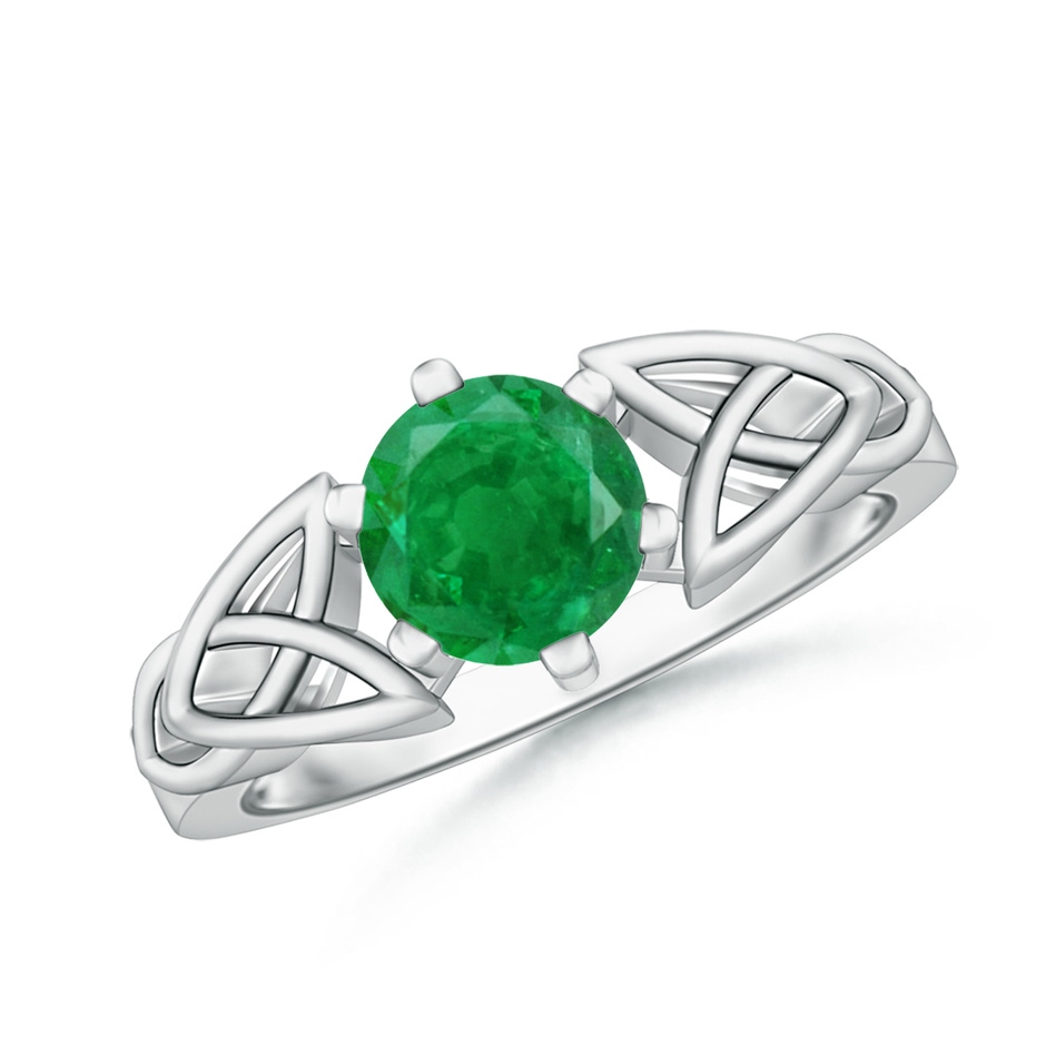 7mm AA Solitaire Round Emerald Celtic Knot Ring in P950 Platinum 