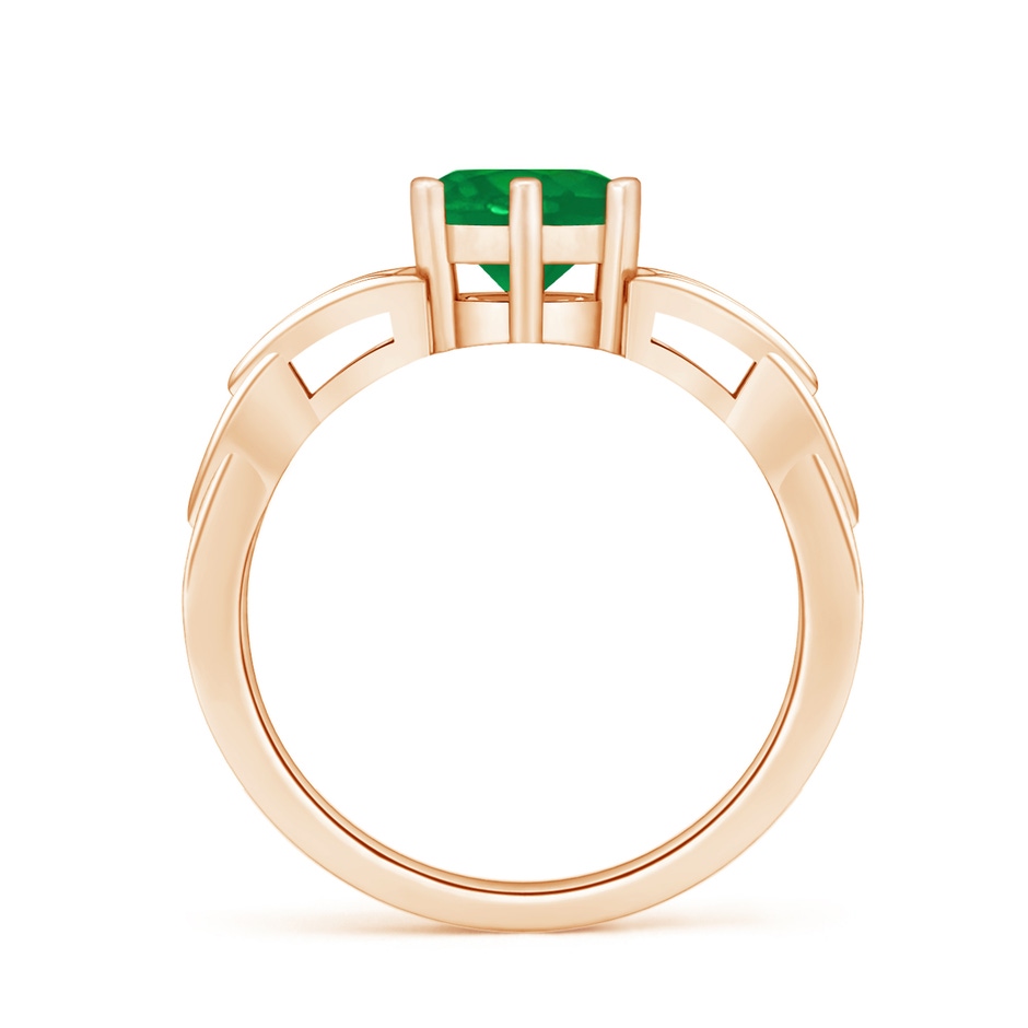 7mm AA Solitaire Round Emerald Celtic Knot Ring in Rose Gold side 199