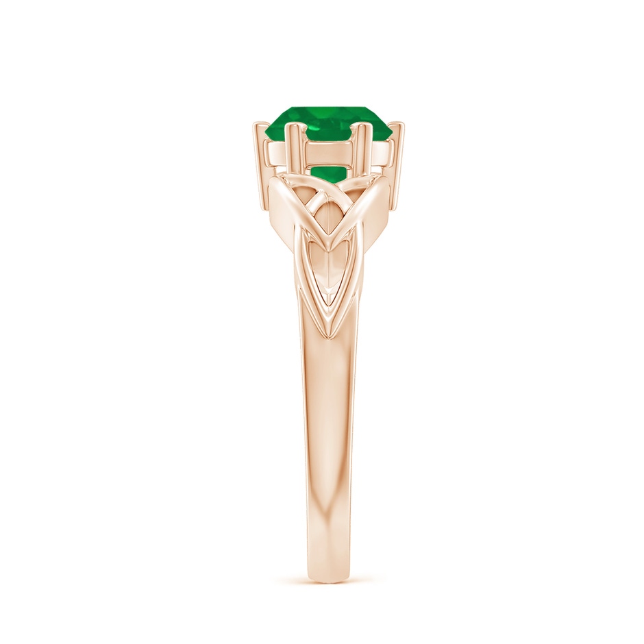 7mm AA Solitaire Round Emerald Celtic Knot Ring in Rose Gold side 299