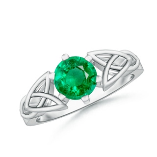 7mm AAA Solitaire Round Emerald Celtic Knot Ring in P950 Platinum