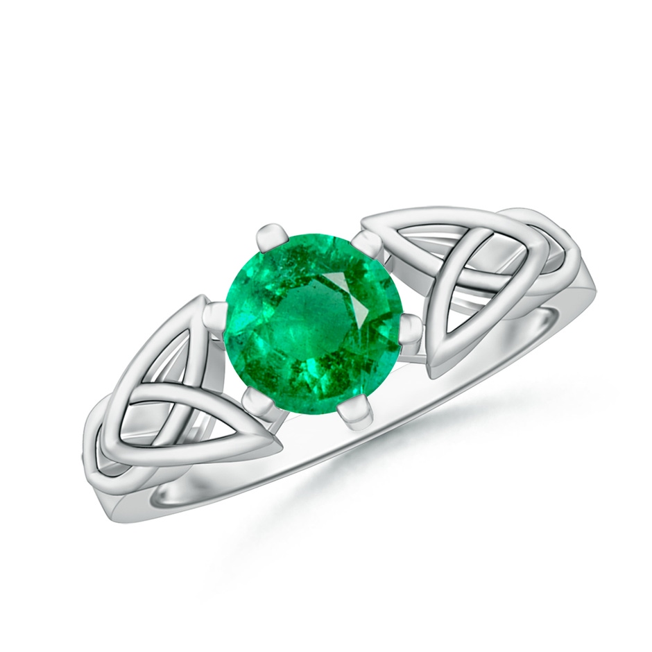 7mm AAA Solitaire Round Emerald Celtic Knot Ring in P950 Platinum 
