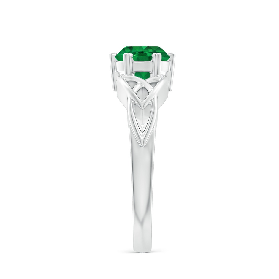 7mm AAA Solitaire Round Emerald Celtic Knot Ring in P950 Platinum side 299