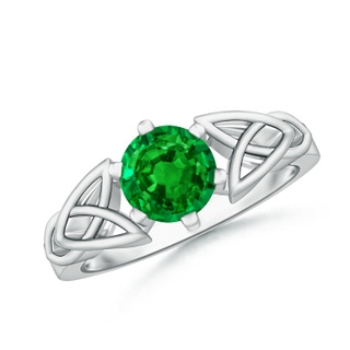 7mm AAAA Solitaire Round Emerald Celtic Knot Ring in P950 Platinum