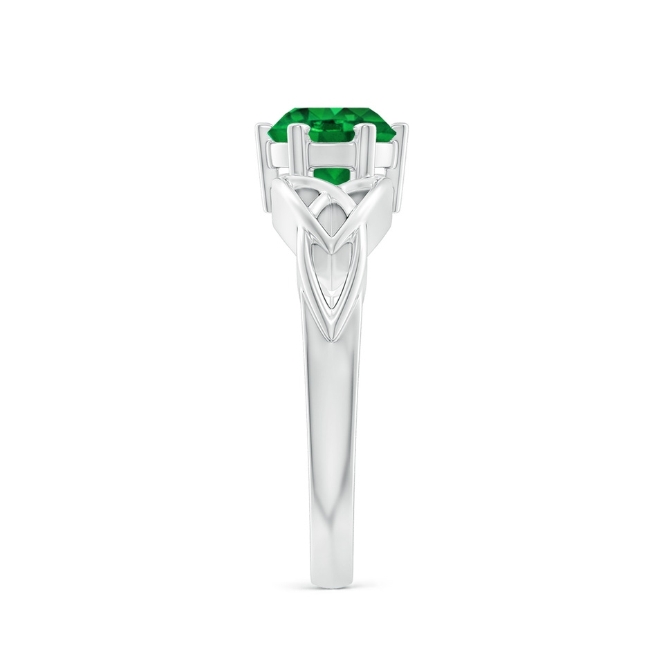 7mm AAAA Solitaire Round Emerald Celtic Knot Ring in P950 Platinum side 299