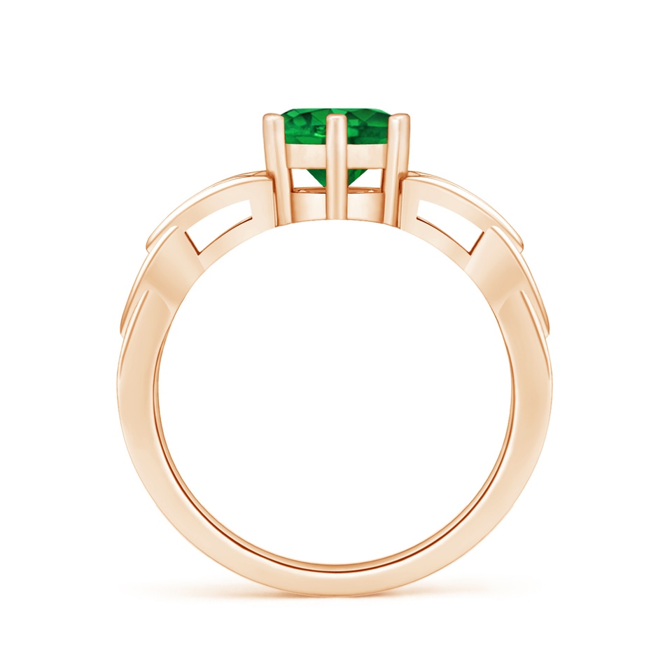 7mm AAAA Solitaire Round Emerald Celtic Knot Ring in Rose Gold side 199