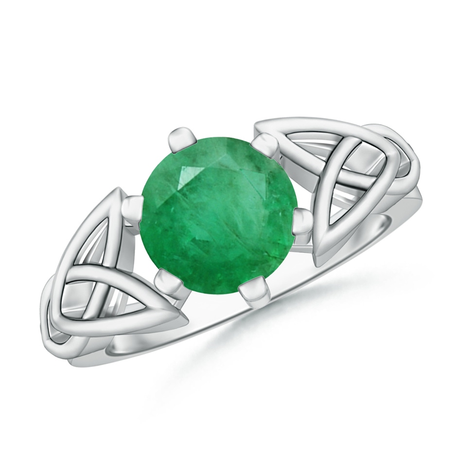 8mm A Solitaire Round Emerald Celtic Knot Ring in P950 Platinum 