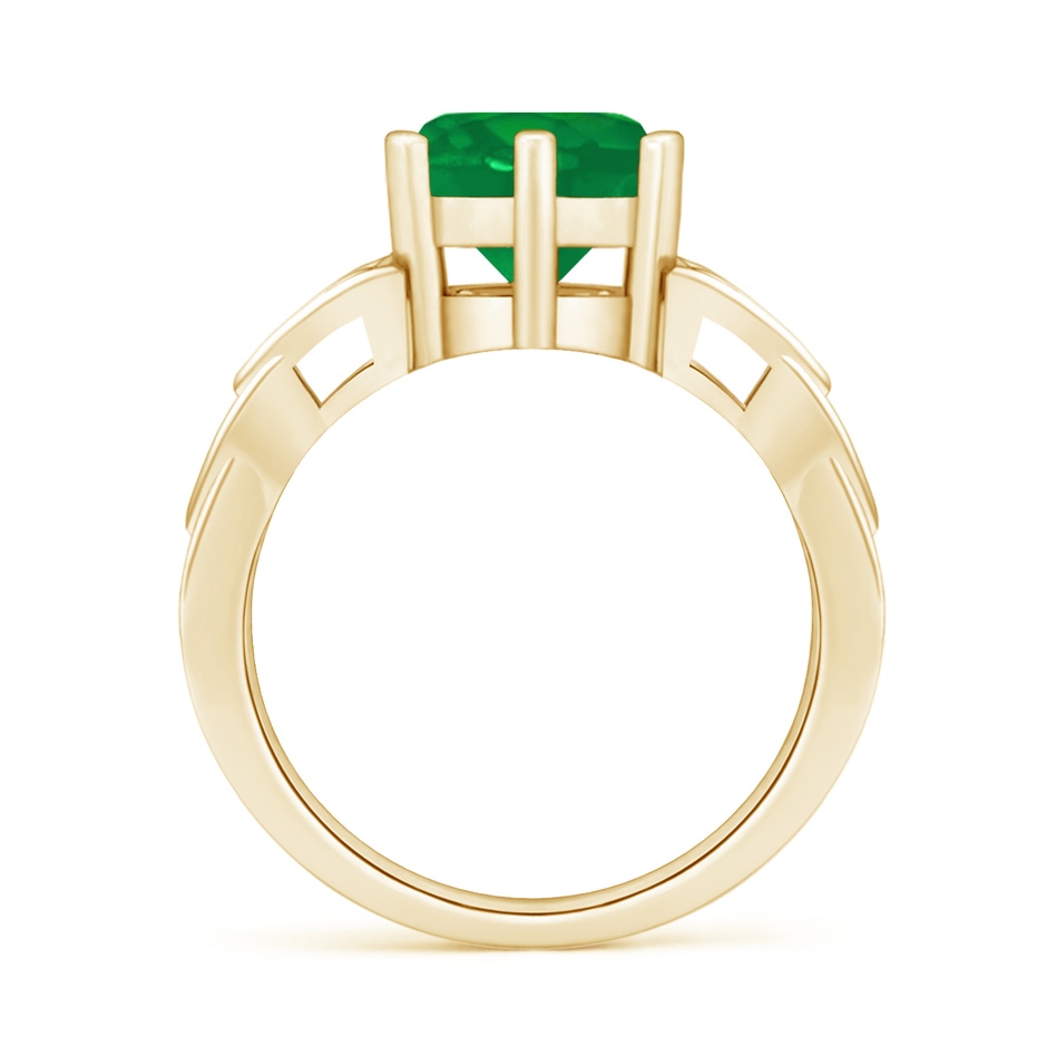 8mm AA Solitaire Round Emerald Celtic Knot Ring in Yellow Gold side 199