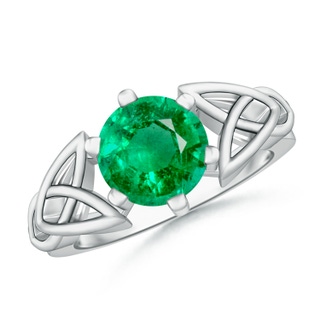 8mm AAA Solitaire Round Emerald Celtic Knot Ring in P950 Platinum
