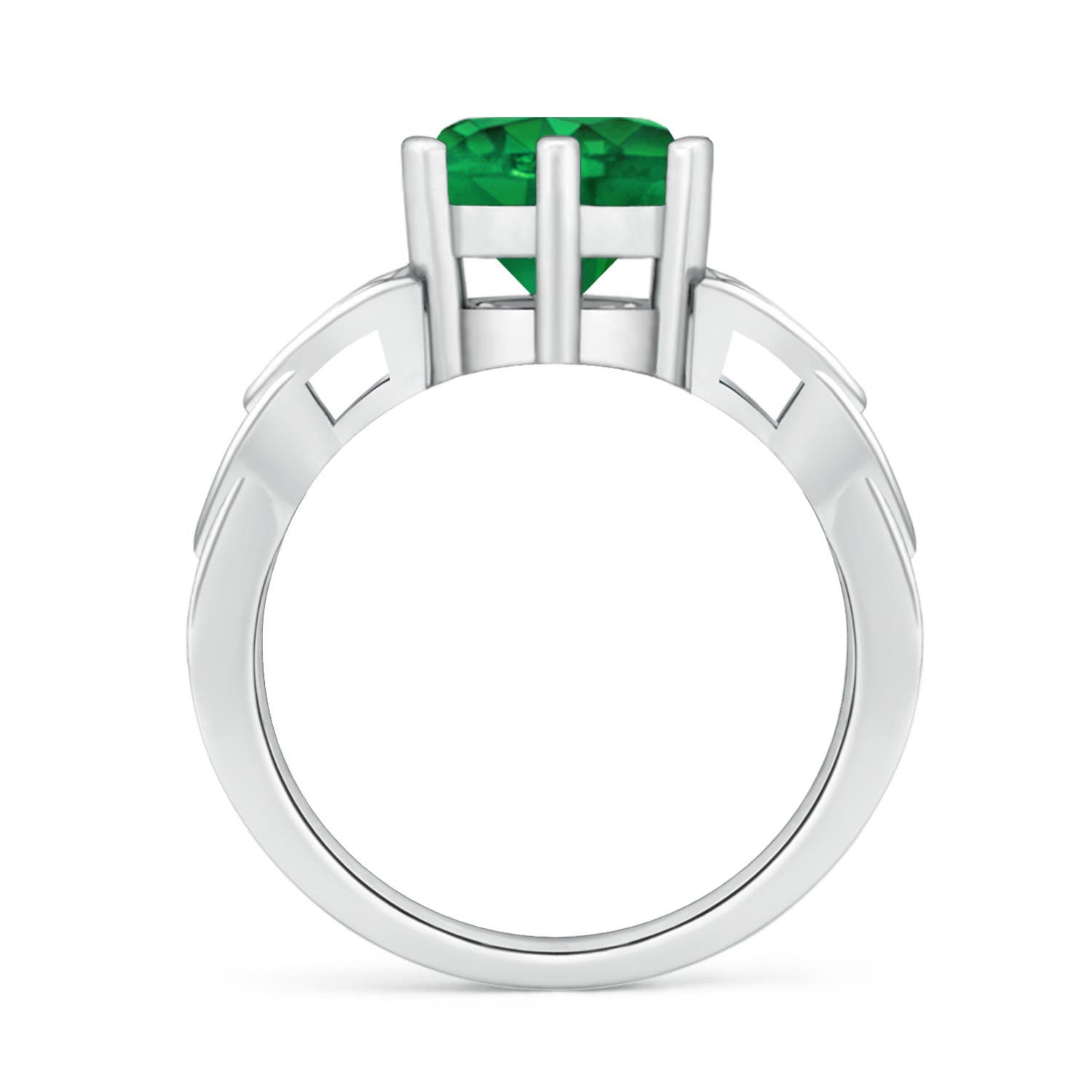 8mm AAA Solitaire Round Emerald Celtic Knot Ring in P950 Platinum