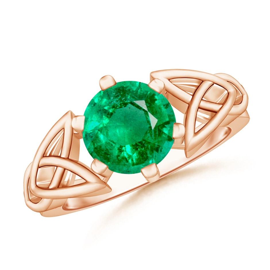8mm AAA Solitaire Round Emerald Celtic Knot Ring in Rose Gold 