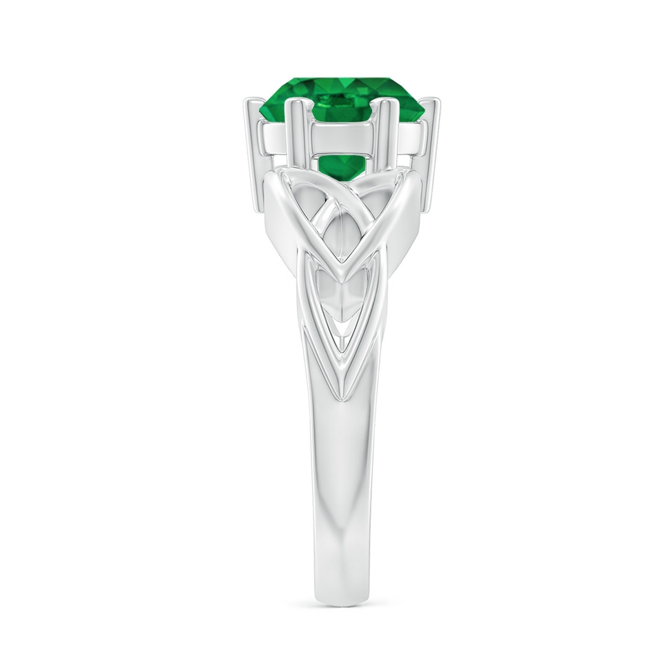 8mm AAA Solitaire Round Emerald Celtic Knot Ring in White Gold side 299