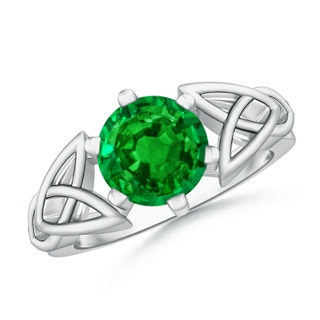 8mm AAAA Solitaire Round Emerald Celtic Knot Ring in P950 Platinum