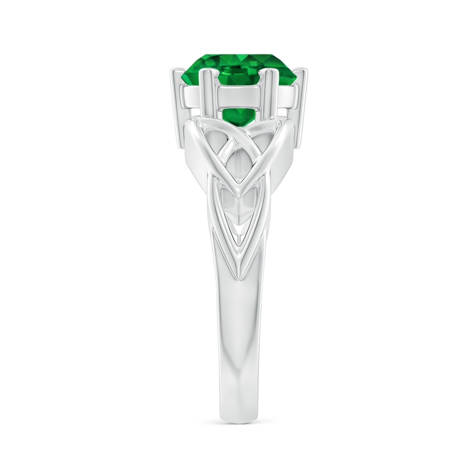 8mm AAAA Solitaire Round Emerald Celtic Knot Ring in P950 Platinum side 299