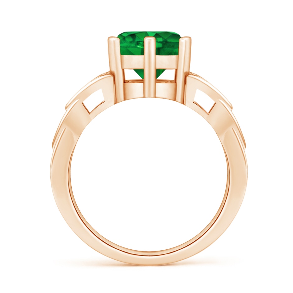 8mm AAAA Solitaire Round Emerald Celtic Knot Ring in Rose Gold side 199