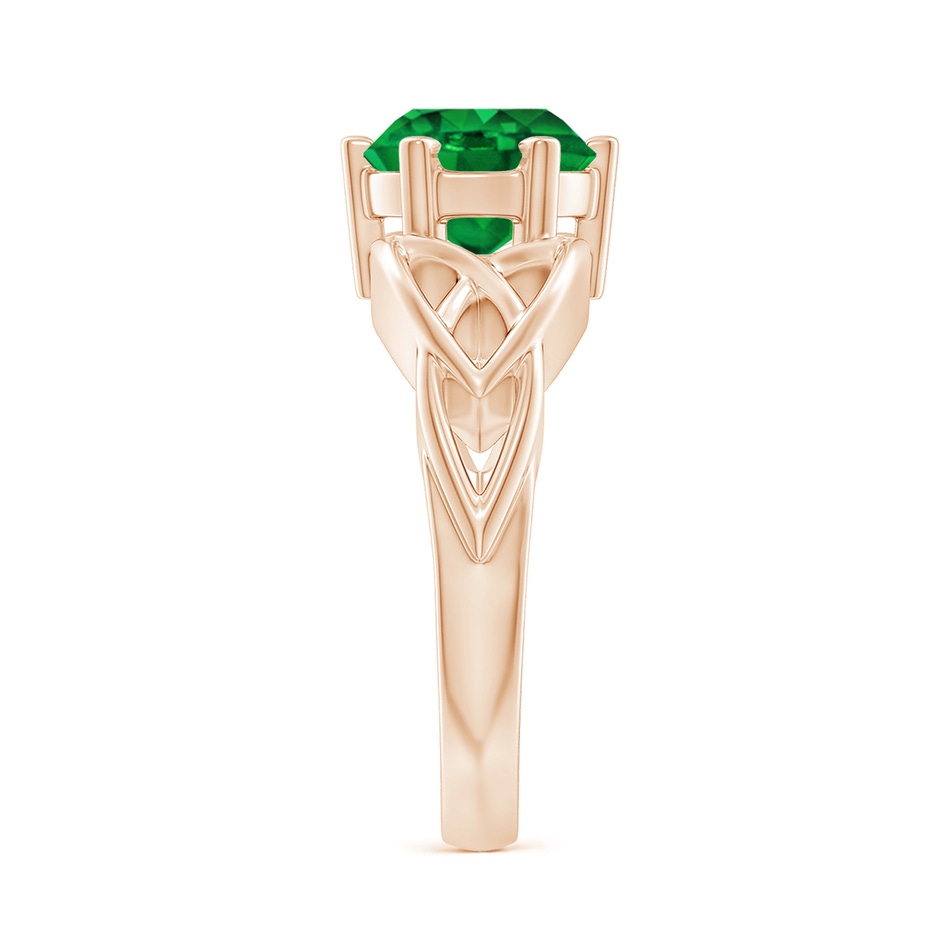 8mm AAAA Solitaire Round Emerald Celtic Knot Ring in Rose Gold side 299