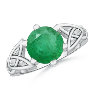 9mm A Solitaire Round Emerald Celtic Knot Ring in P950 Platinum
