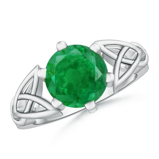 9mm AA Solitaire Round Emerald Celtic Knot Ring in P950 Platinum