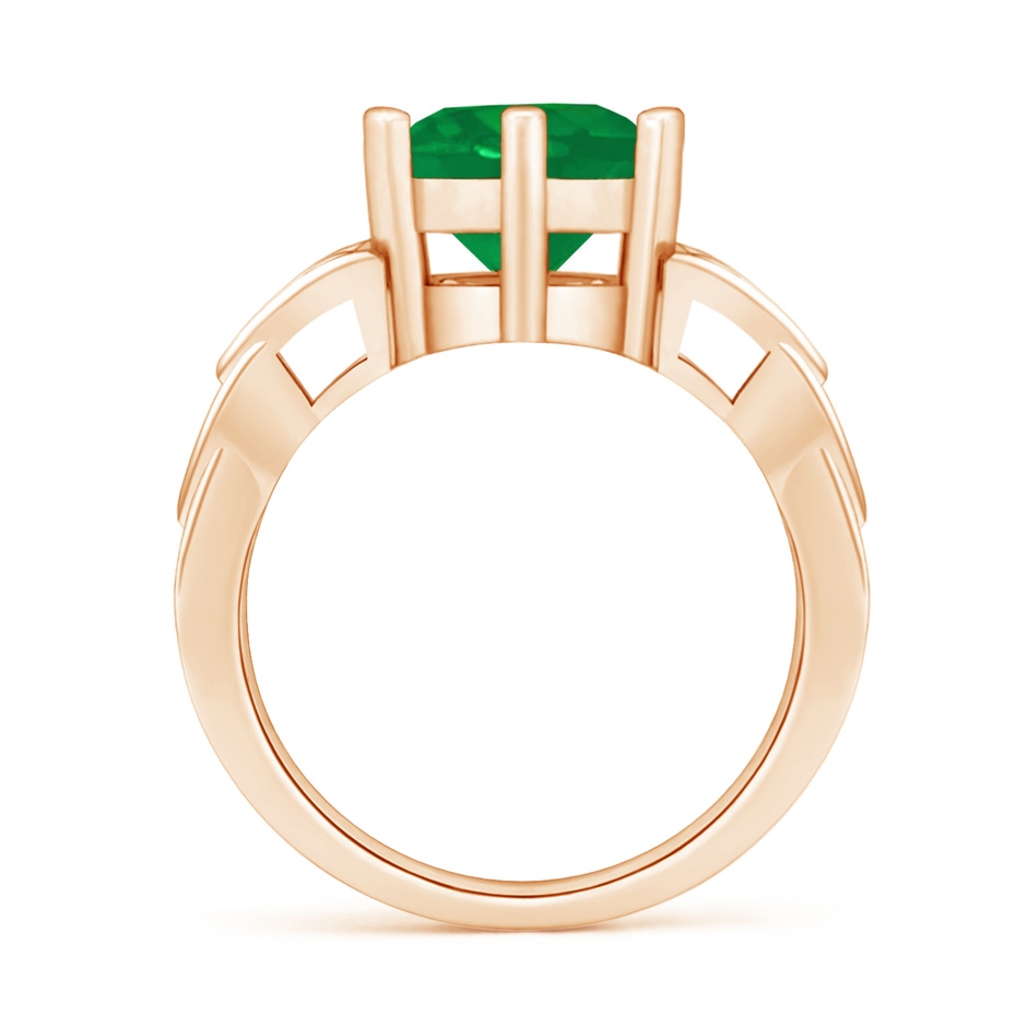 9mm AA Solitaire Round Emerald Celtic Knot Ring in Rose Gold side 199