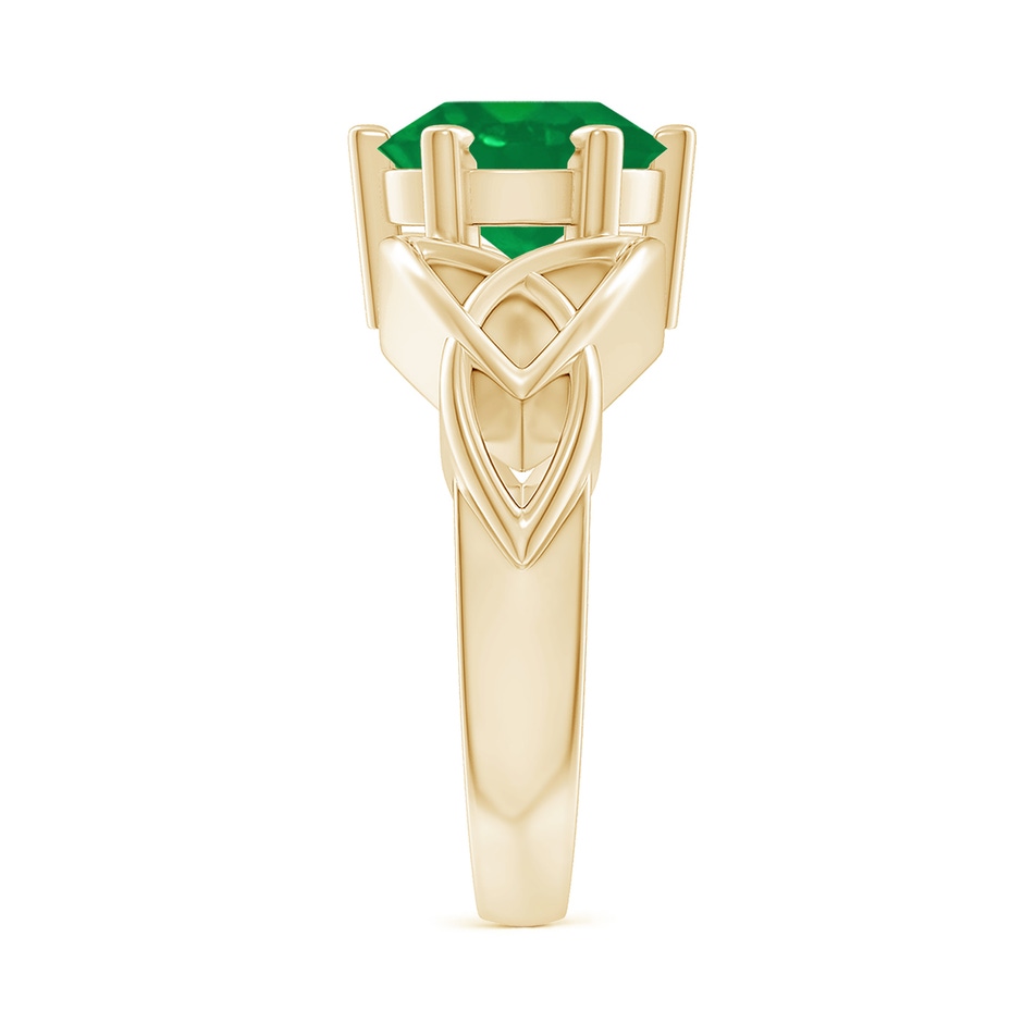 9mm AA Solitaire Round Emerald Celtic Knot Ring in Yellow Gold side 299