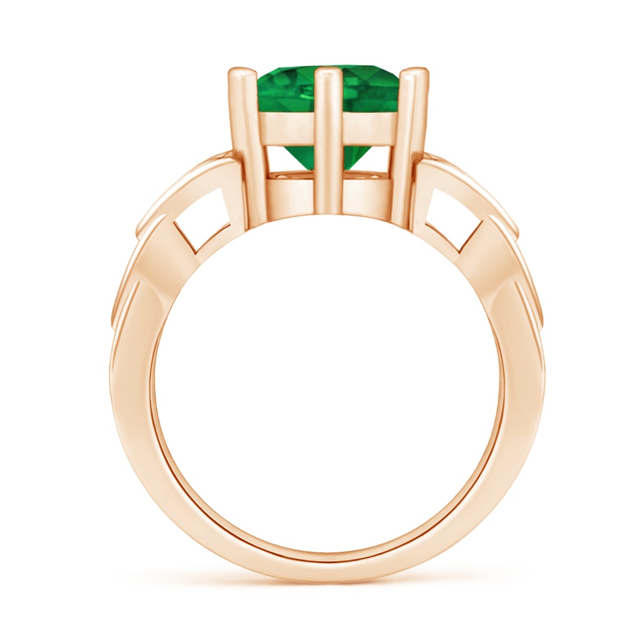 9mm AAA Solitaire Round Emerald Celtic Knot Ring in Rose Gold side 199