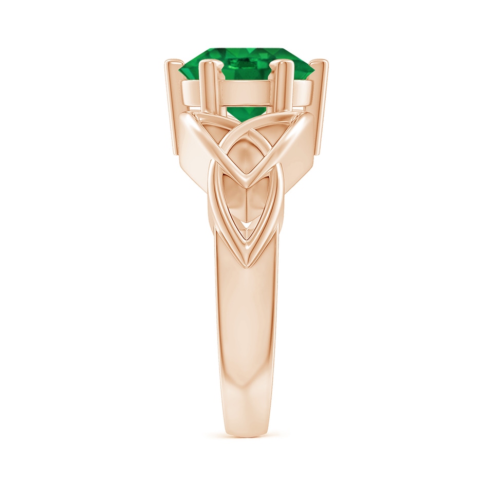 9mm AAA Solitaire Round Emerald Celtic Knot Ring in Rose Gold side 299