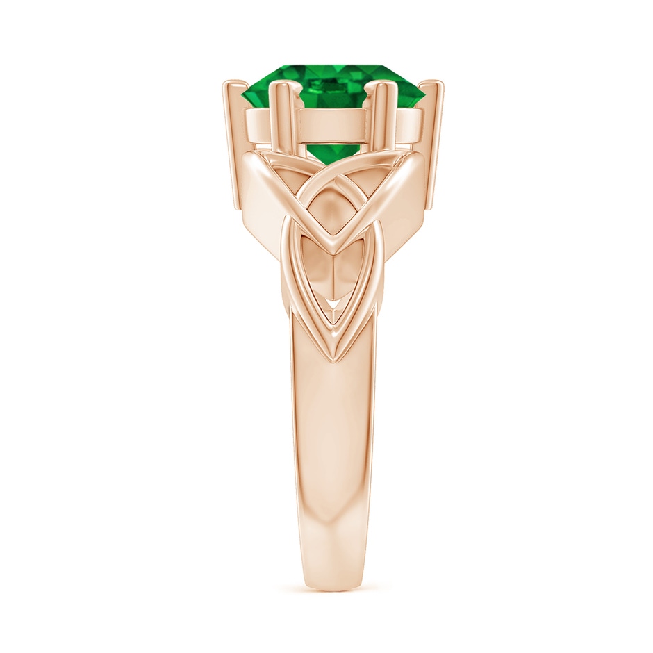 9mm AAAA Solitaire Round Emerald Celtic Knot Ring in Rose Gold side 299