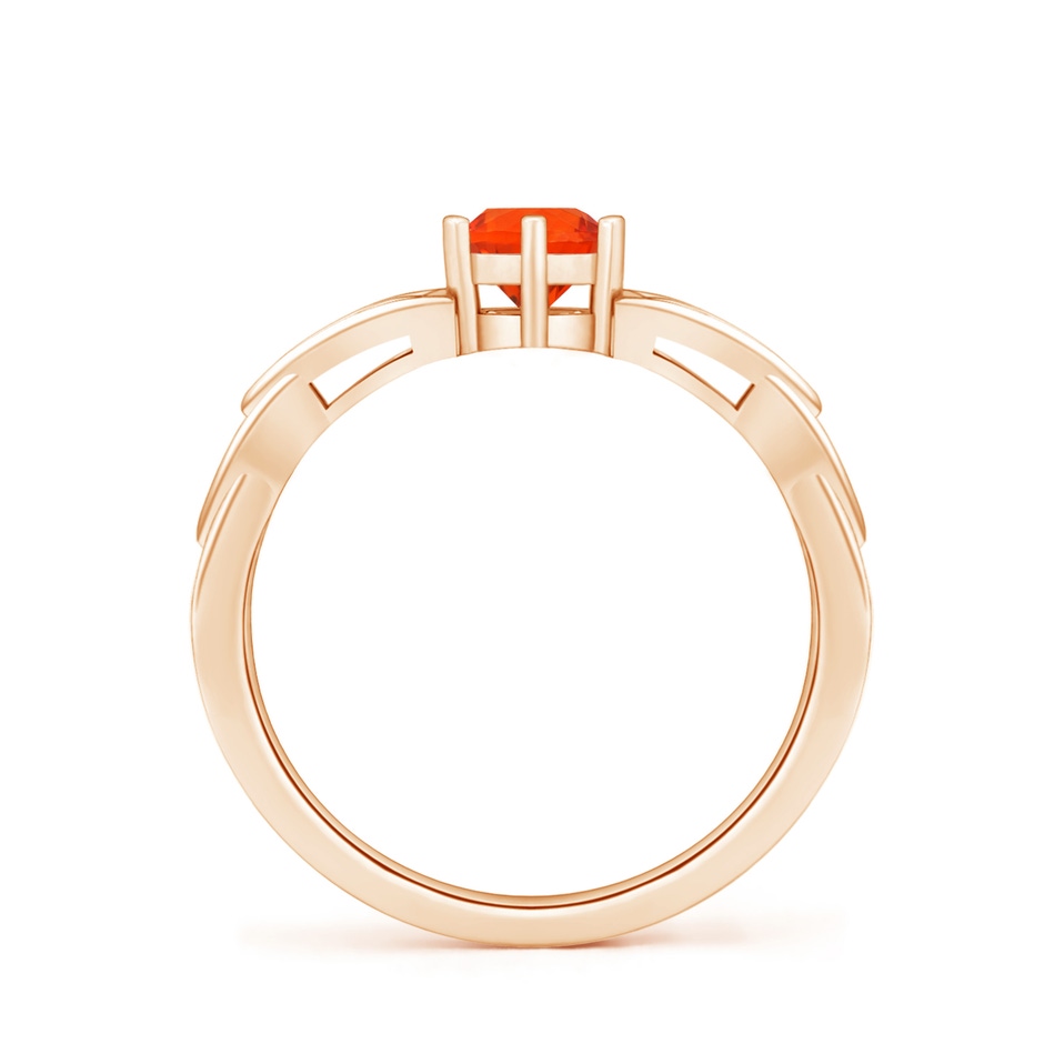 5mm AAA Solitaire Round Fire Opal Celtic Knot Ring in Rose Gold side-1