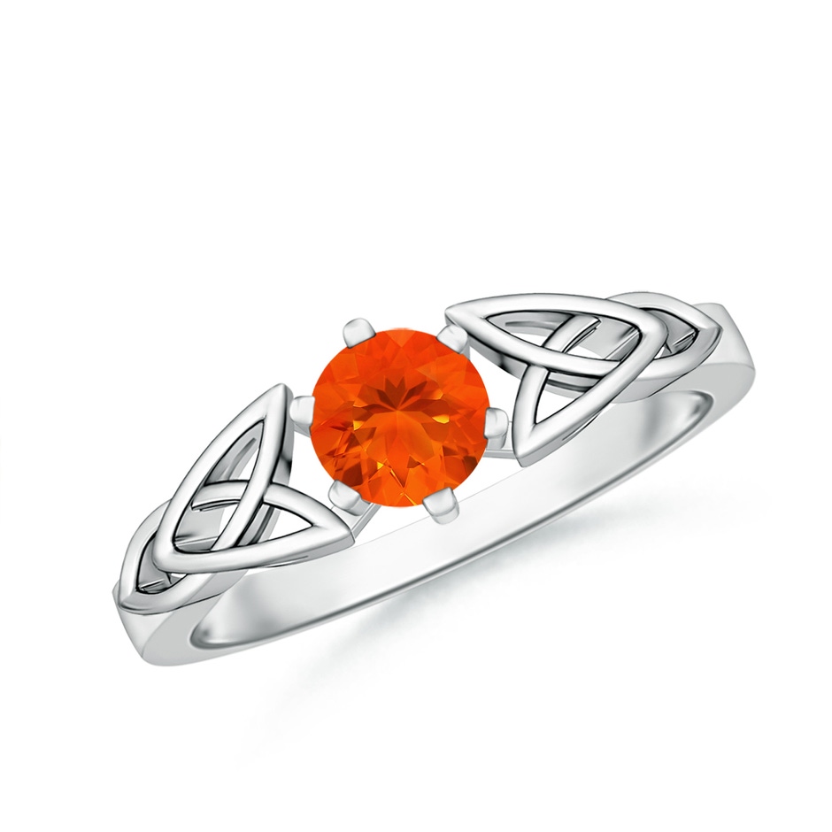 5mm AAA Solitaire Round Fire Opal Celtic Knot Ring in White Gold 