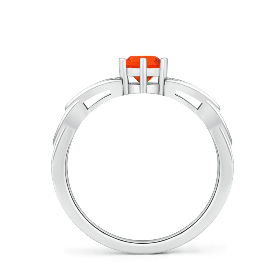 5mm AAA Solitaire Round Fire Opal Celtic Knot Ring in White Gold side-1